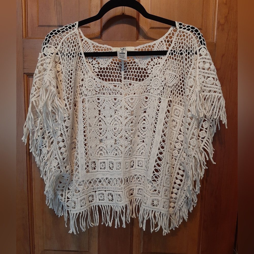 YA Los Angelos White Crochet Boho Top - Size M